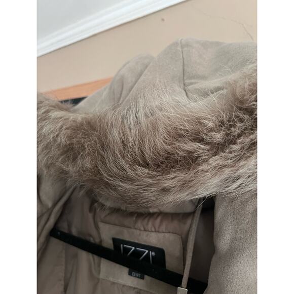 IZZI Collection Fox Fur Tan Hooded Women’s Winter Coat Size M - Picture 6 of 7